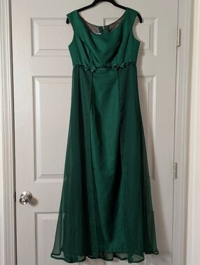 Vintage 60s Elegant Emerald Green Sleeveless Evening Dress Size 8